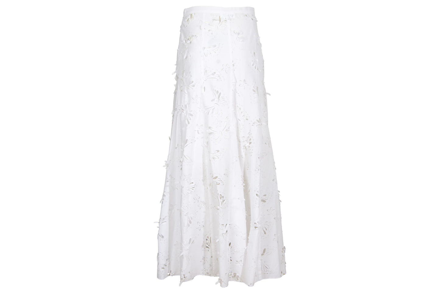 S/S 2004 Simultaneous white laser cut openwork fabric maxi skirt / Made in Italy