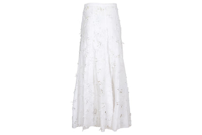 S/S 2004 Simultaneous white laser cut openwork fabric maxi skirt / Made in Italy