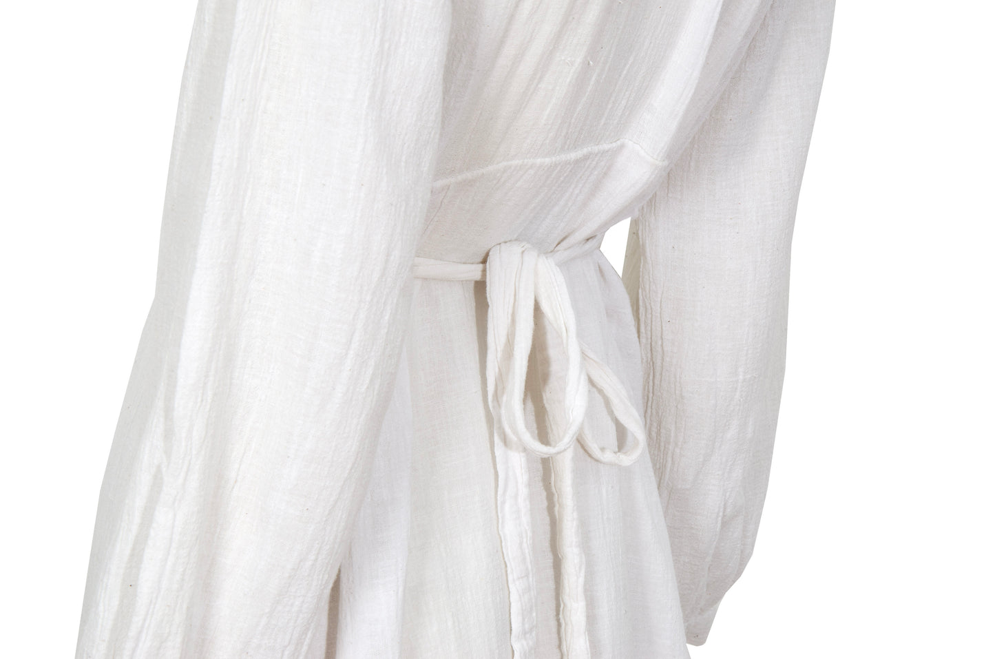 1970s white cotton gauze empire waist embroidered maxi dress