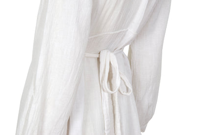 1970s white cotton gauze empire waist embroidered maxi dress
