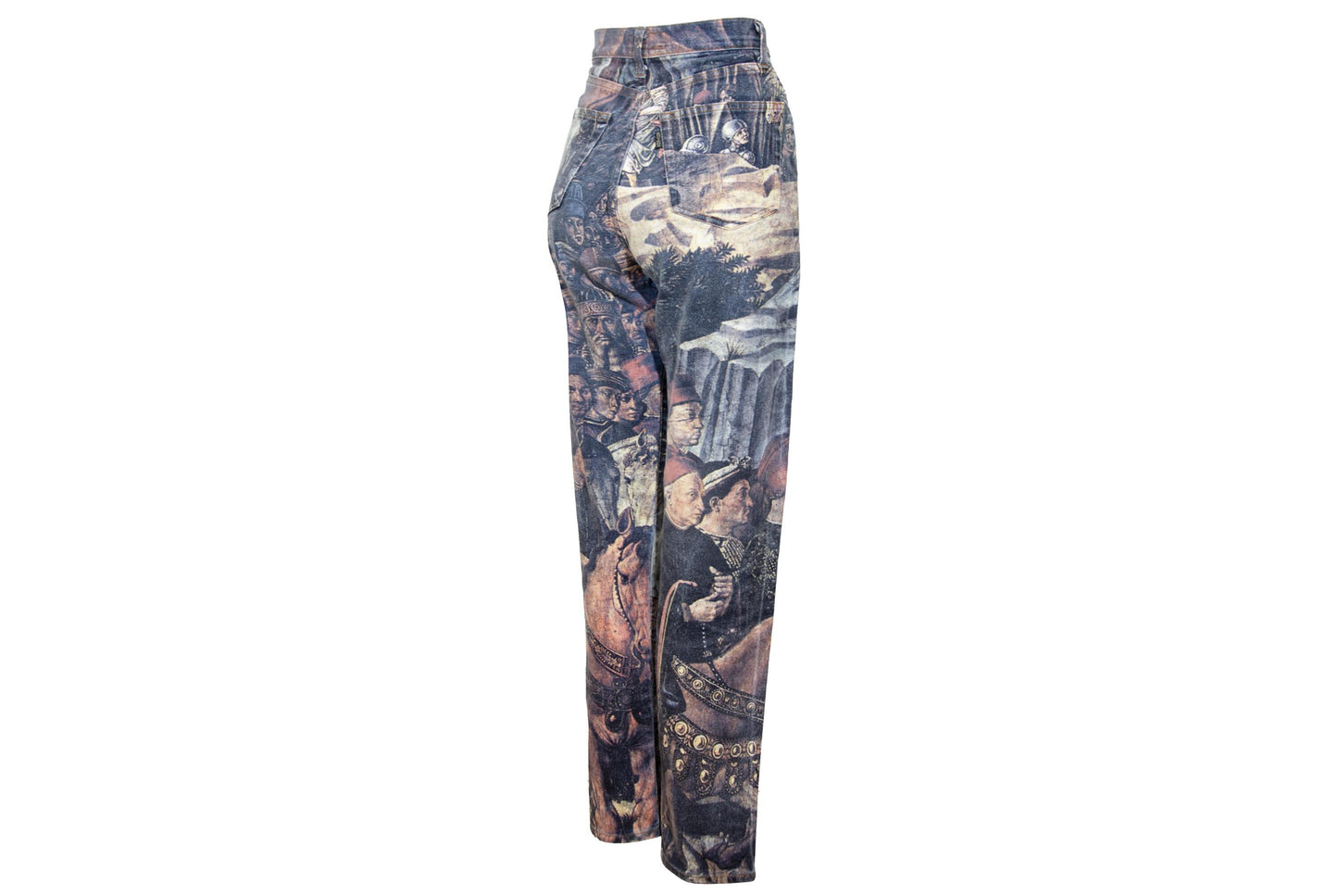 1990s medieval print jeans / High waisted straight tapered leg jeans / W29