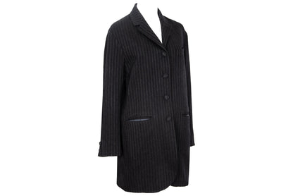 90s Romeo Gigli wool pinstripe dark charcoal long blazer / Made in Italy
