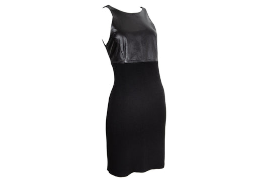 Vintage Amaya Arzuaga leather and knit sleeveless midi dress / Made in Spain