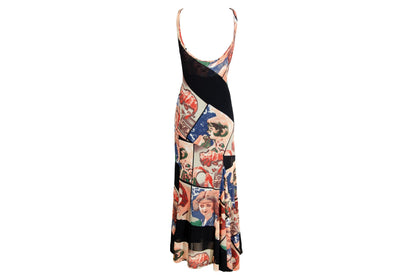 90s Spanish designer mesh portrait print maxi dress / Made in Spain
