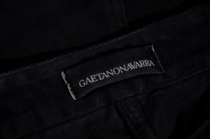 Vintage Gaetano Navarra black moleskin asymmetrical pleated mini skirt / Made in Italy