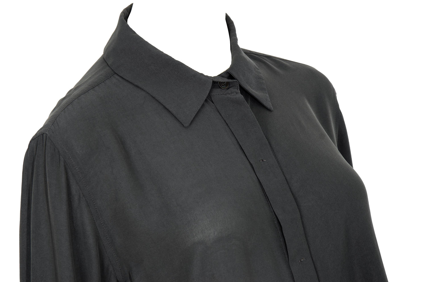 2000s Sportmax asymmetric draped charcoal grey shirt