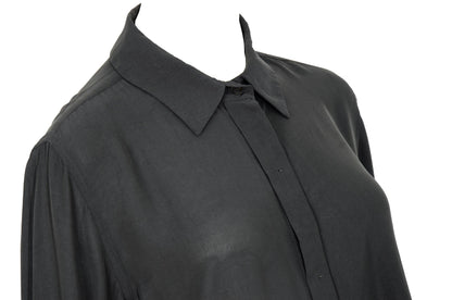 2000s Sportmax asymmetric draped charcoal grey shirt
