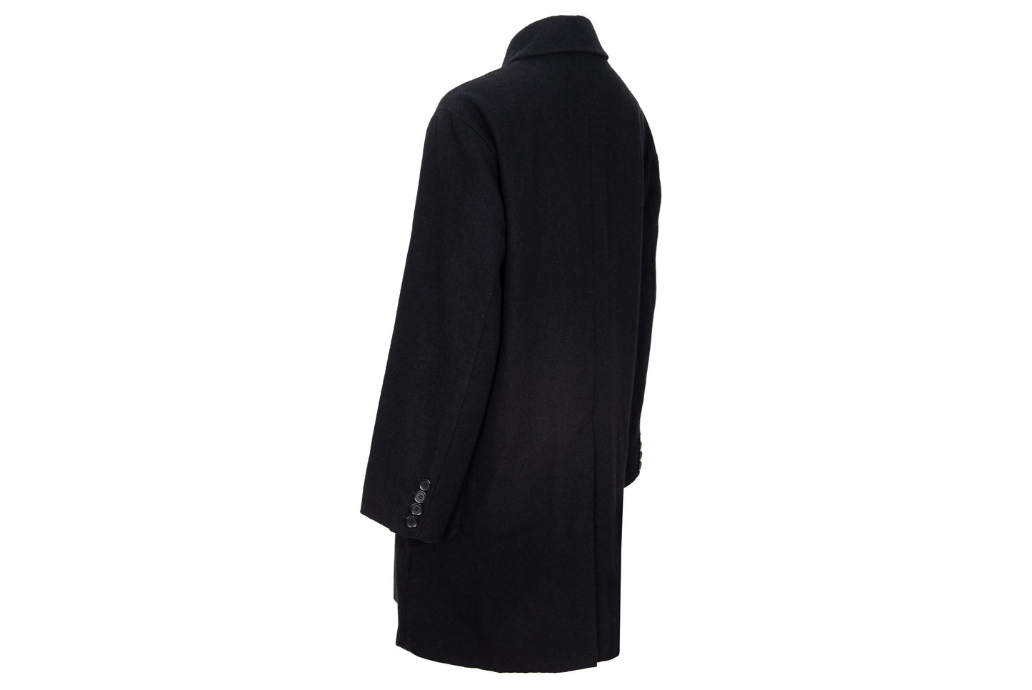 Pas de Calais black wool blend double breasted artisanal coat / Made in Japan