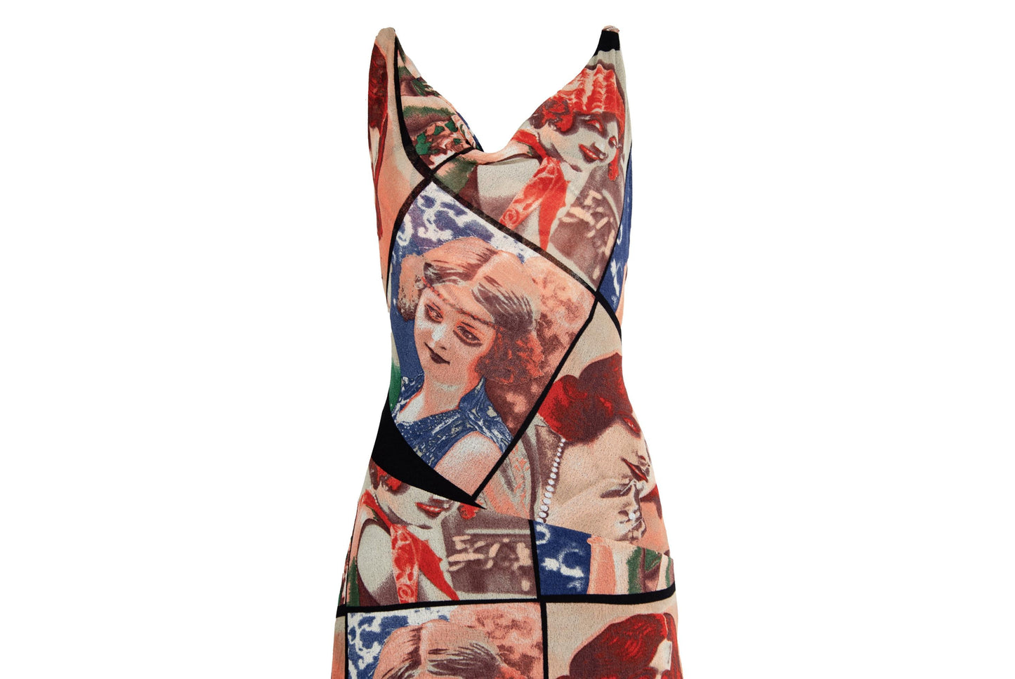 90s Spanish designer mesh portrait print maxi dress / Made in Spain