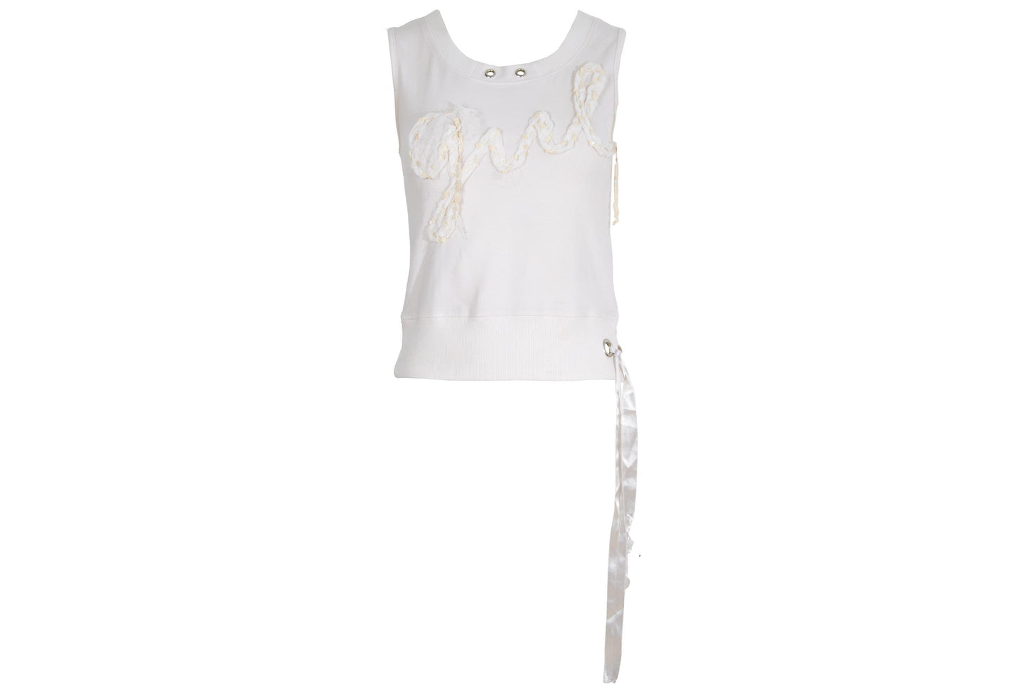 2000s "Girl" organza ribbon embroidered spellout tank top