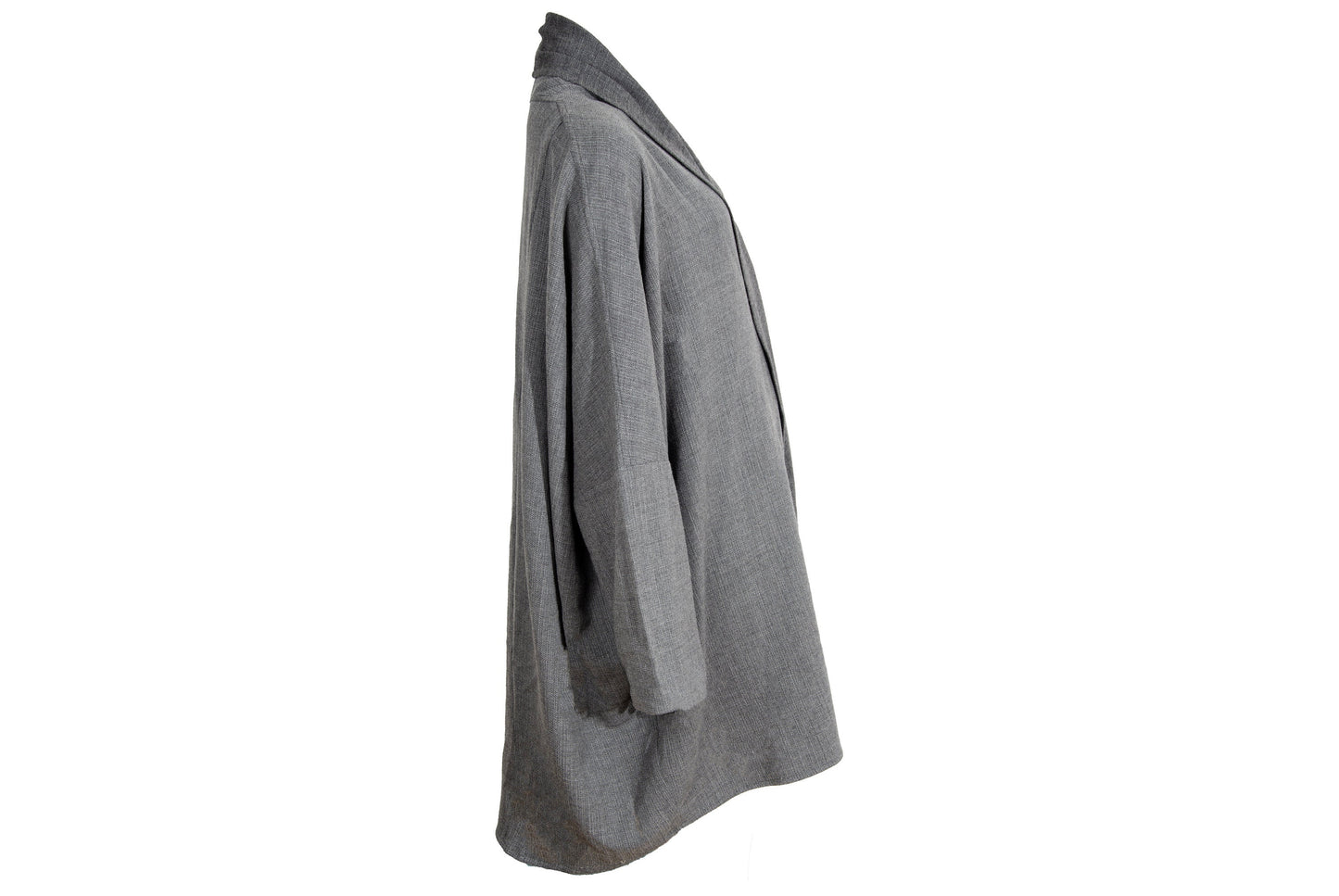 Eskandar grey wool loose draped oversized kimono coat