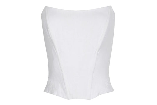 Vintage 100% linen lace up corset / 90s corset with boning / Made in France