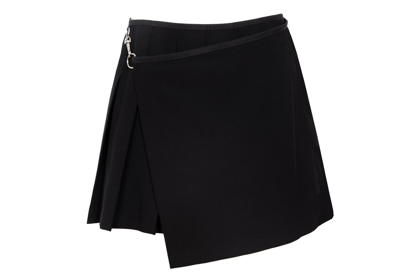 Vintage Simultaneous Asymmetric Pleated Wrap Skirt - Black Wool Blend - Size IT 44