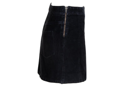 Vintage Gaetano Navarra black moleskin asymmetrical pleated mini skirt / Made in Italy