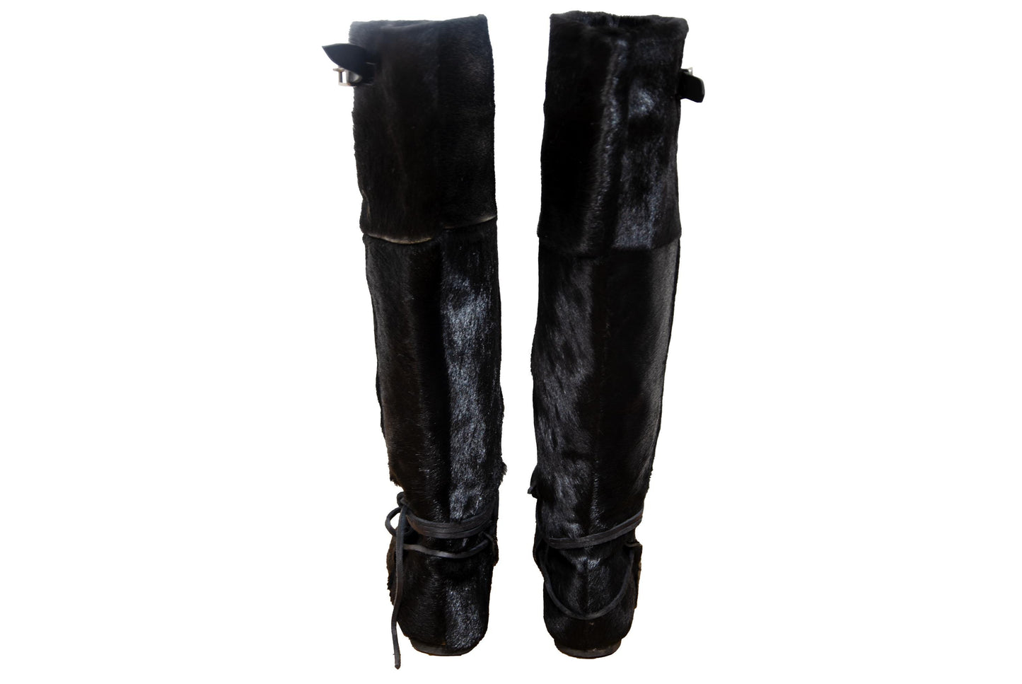F/W 2005 Marithé + François Girbaud black pony hair tall boots