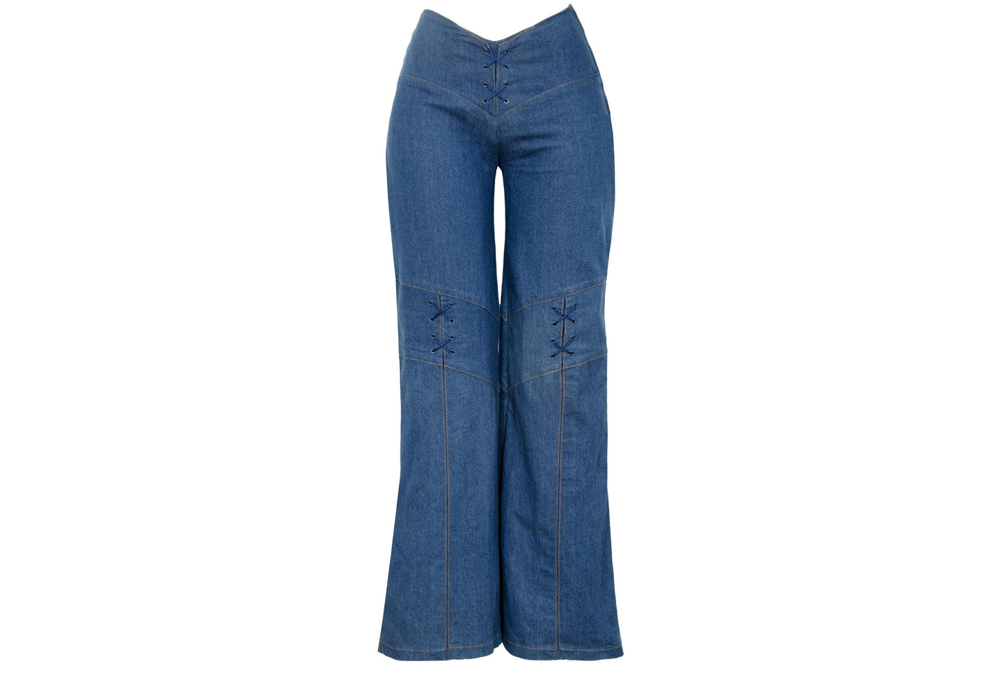 S/S 2002 Fatima Lopes denim lace-up corset style flared jeans