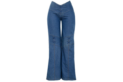 S/S 2002 Fatima Lopes denim lace-up corset style flared jeans