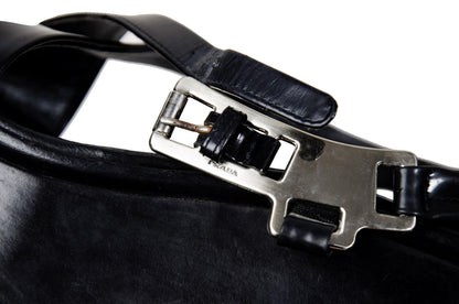 1999 Prada black leather platform sandals / Made in Italy