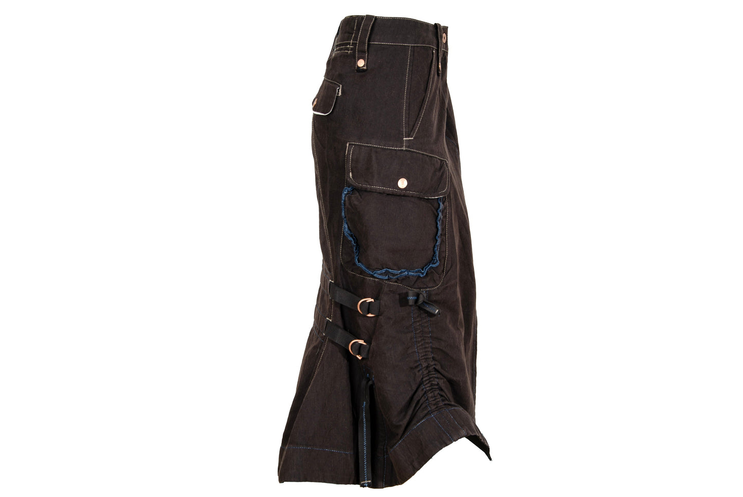 S/S 2003 Marithé + François Girbaud brown cotton cargo multi-pocket skirt / Made in Italy