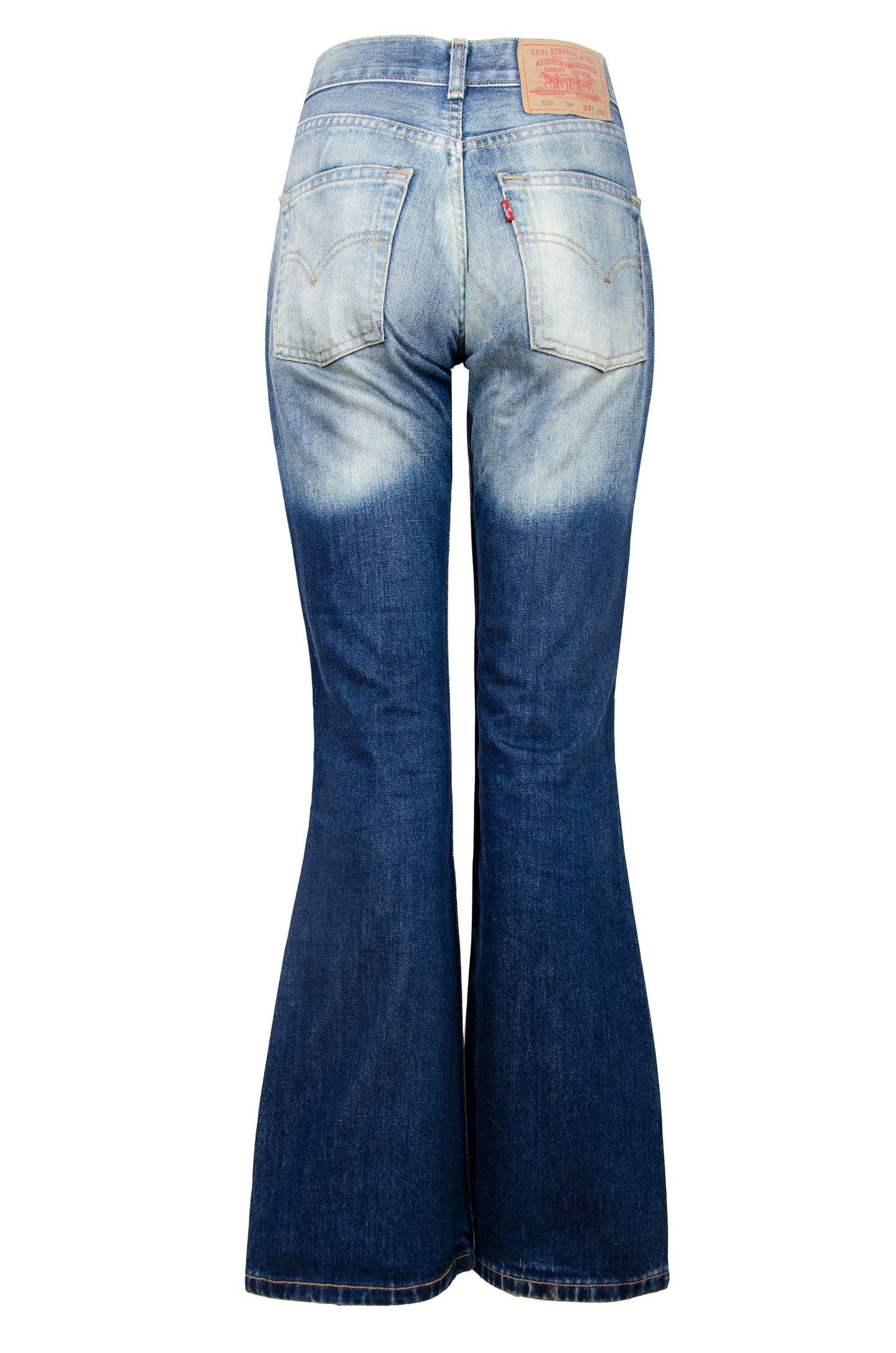 Early 2000s Levi's 525 flared jeans / Contrasted fading mid rise kick flare leg jeans