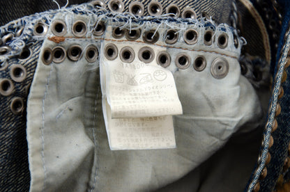 Vintage Enchantement...? mud wash low rise bootcut distressed studded jeans / Made in Japan