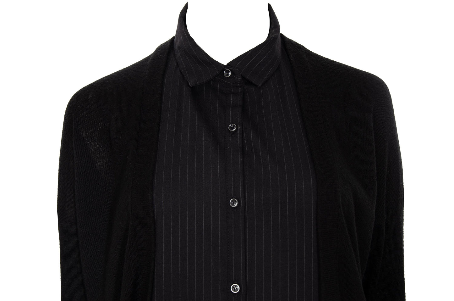 Vintage Atsuro Tayama layered wool knit dress with button up shirt insert