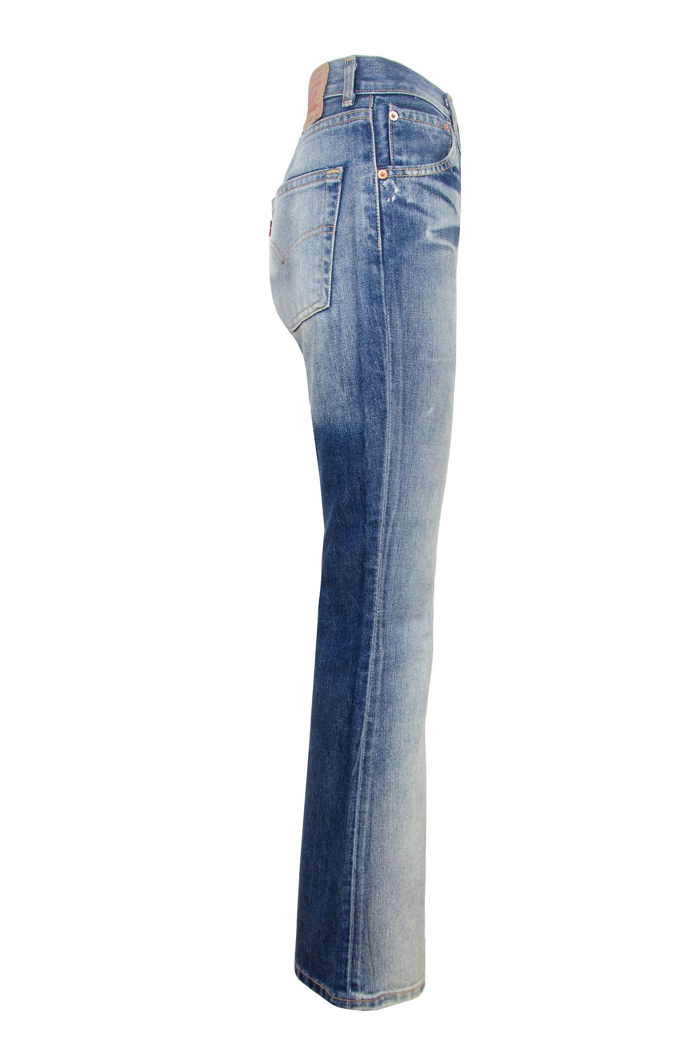 Early 2000s Levi's 525 flared jeans / Contrasted fading mid rise kick flare leg jeans