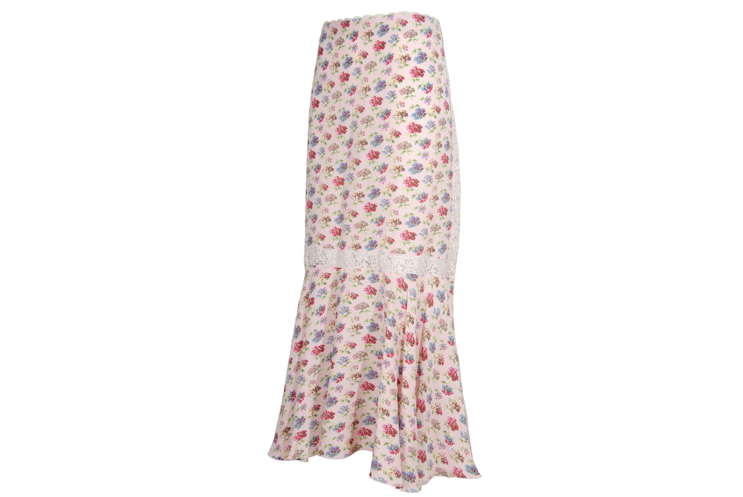 Vintage Mariella Burani 100% silk skirt with delicate lace details / Made in Italy