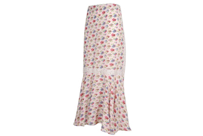 Vintage Mariella Burani 100% silk skirt with delicate lace details / Made in Italy