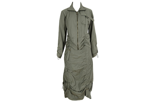 2000s French brand utility two piece set with ruched details / Made in France