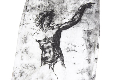 Vintage black and white charcoal drawing greek statue print skirt / Made in Spain