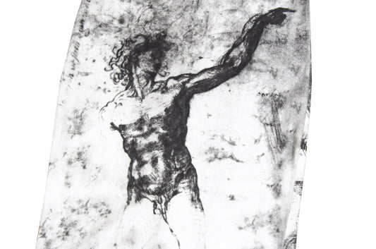 Vintage black and white charcoal drawing greek statue print skirt / Made in Spain
