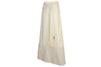 2000s Simultaneous Maxi Skirt, Beige Wool & Nylon, D-Ring Detail, Size S