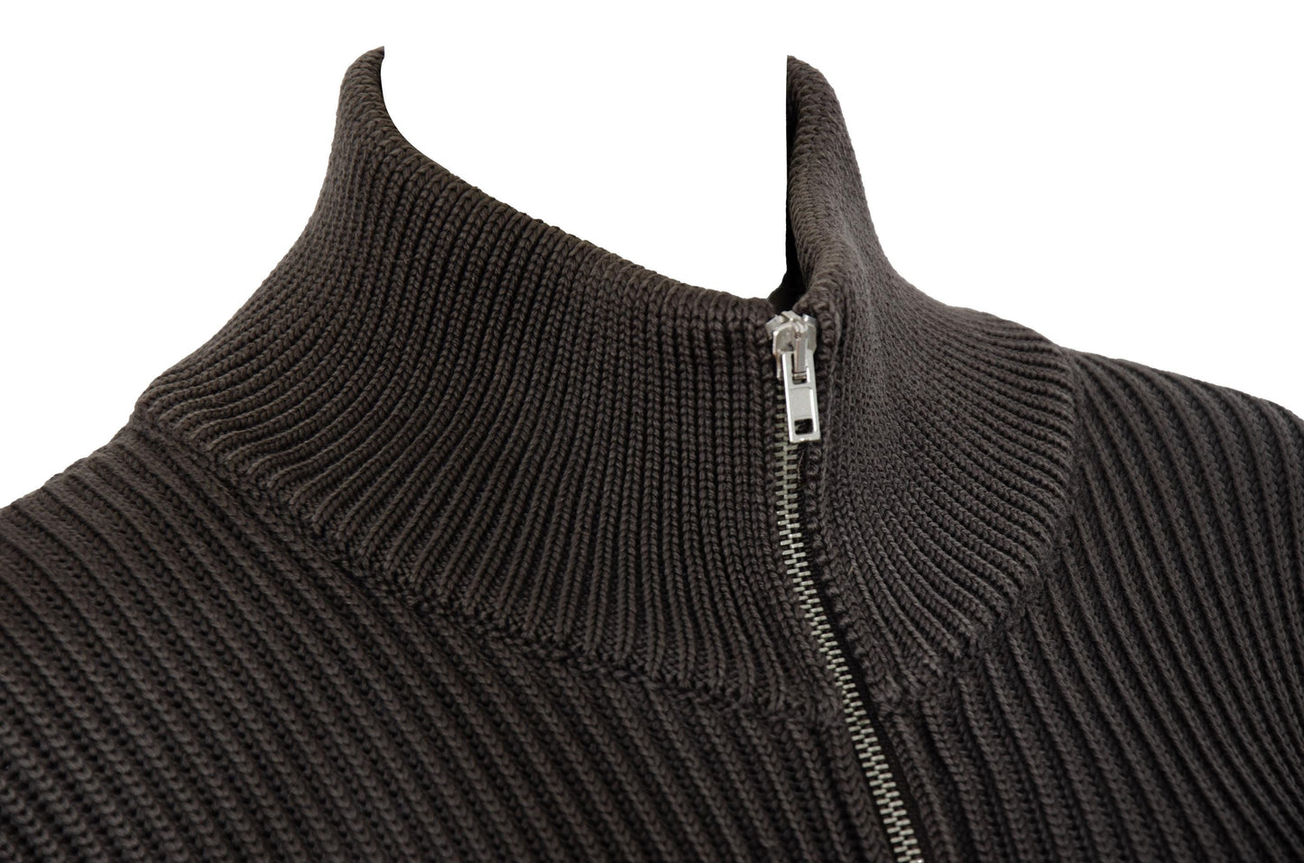 Vintage Martin Margiela 100% wool rib knit high collar zip front sweater