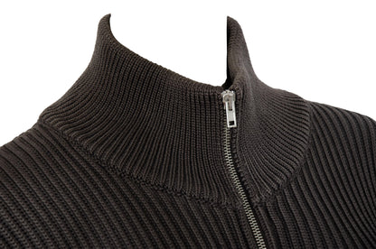 Vintage Martin Margiela 100% wool rib knit high collar zip front sweater