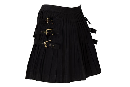 Vintage Antonio Berardi Pleated Mini Skirt Buckle Strap, Military Style