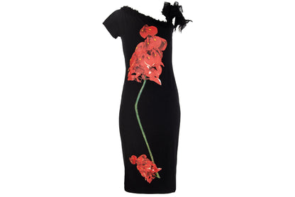 Vintage Spanish designer oversized flower print midi dress