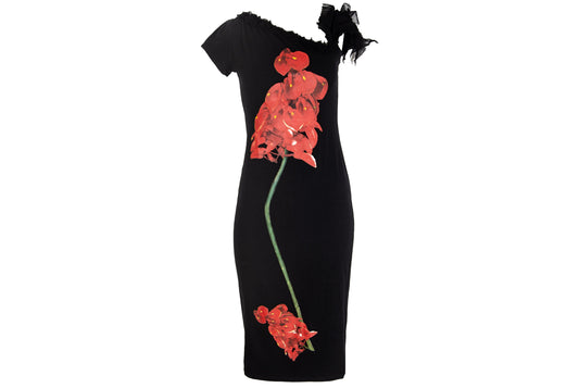Vintage Spanish designer oversized flower print midi dress