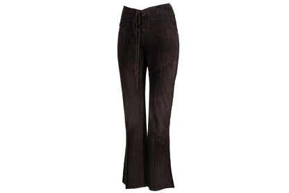 2000s low waisted brown suede corset bootcut pants / Made in Italy