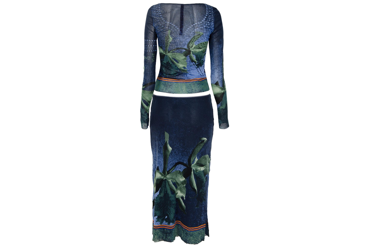 90s two piece sheer mesh top and skirt set / Made in Italy
