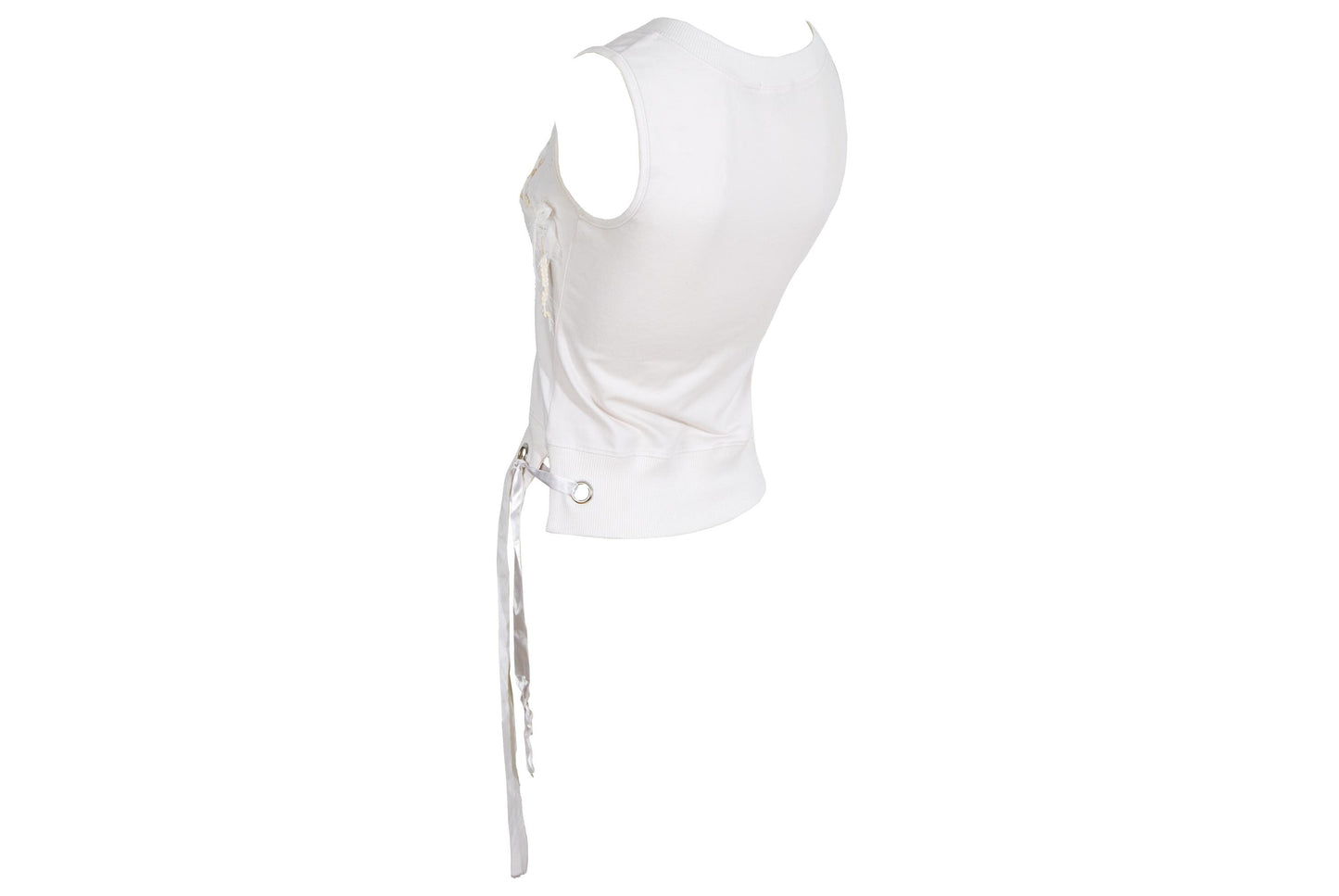 2000s "Girl" organza ribbon embroidered spellout tank top