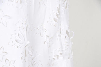S/S 2004 Simultaneous white laser cut openwork fabric maxi skirt / Made in Italy