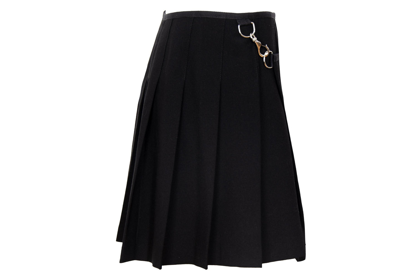 Vintage Simultaneous Asymmetric Pleated Wrap Skirt - Black Wool Blend - Size IT 44