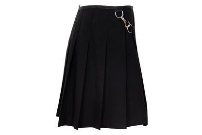 Vintage Simultaneous Asymmetric Pleated Wrap Skirt - Black Wool Blend - Size IT 44
