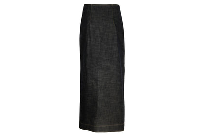 Vintage French designer oversized button front asymmetrical denim skirt - Made in France