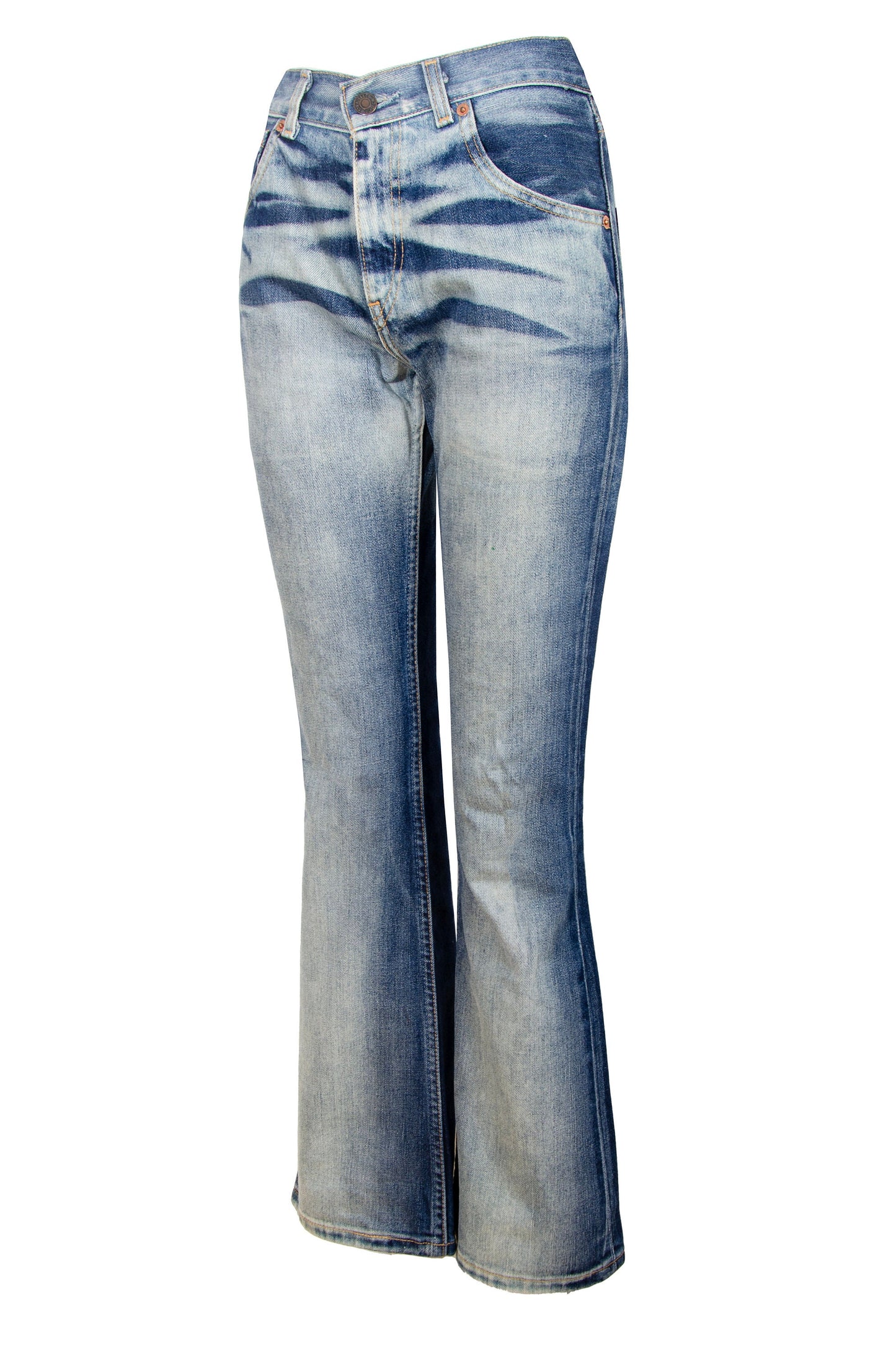 Early 2000s Levi's 525 flared jeans / Contrasted fading mid rise kick flare leg jeans