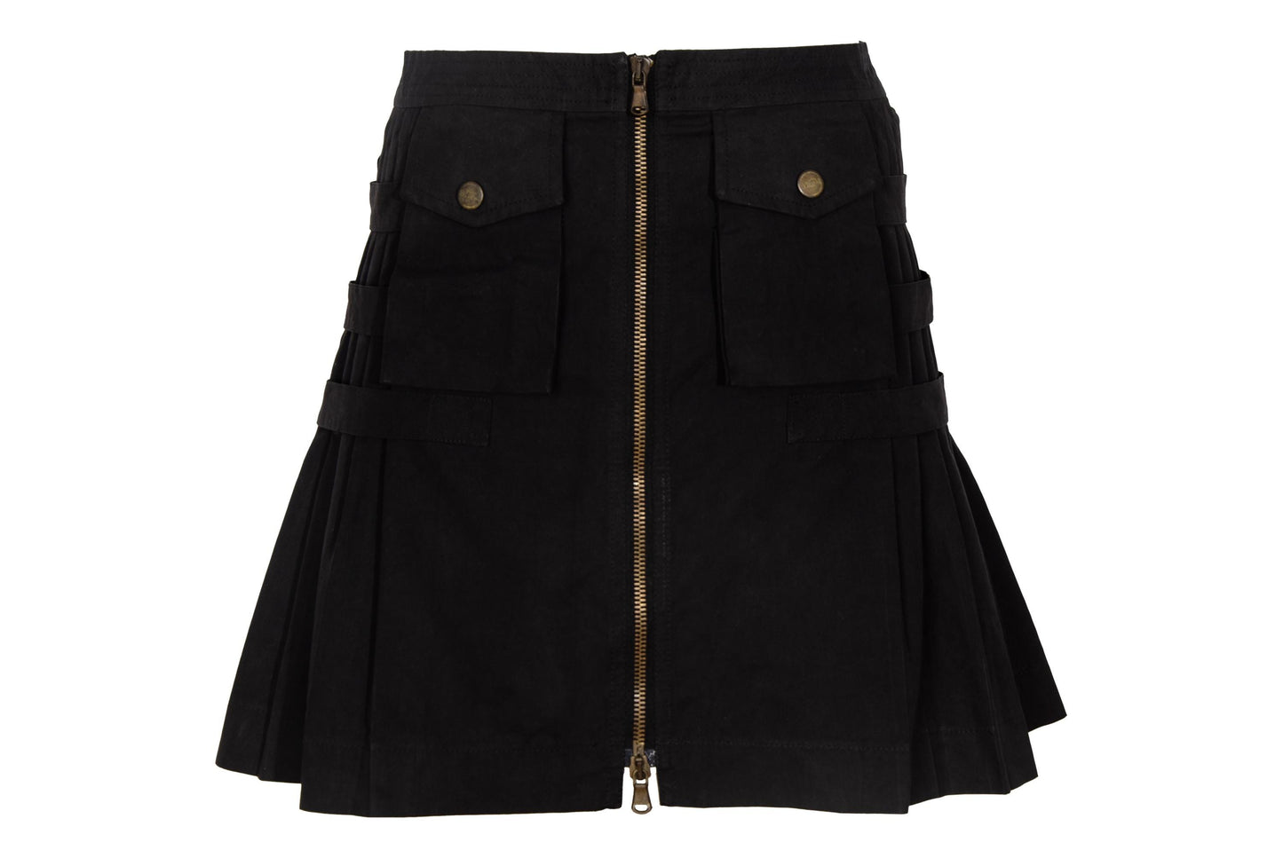 Vintage Antonio Berardi Pleated Mini Skirt Buckle Strap, Military Style