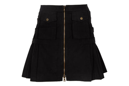 Vintage Antonio Berardi Pleated Mini Skirt Buckle Strap, Military Style