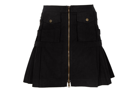 Vintage Antonio Berardi Pleated Mini Skirt Buckle Strap, Military Style