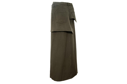 Vintage Atsuro Tayama military inspired maxi skirt with asymmetric layered overskirt / MADE IN JAPAN